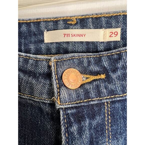 LEVIS 711 SKINNY WOMENS JEANS DARK WASH MID-RISE 31X30 (HEM IS CUT) - Picture 3 of 9